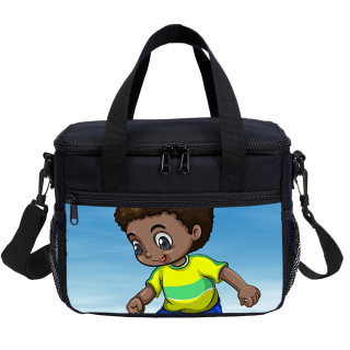 Africa American Boys Lunch Bag Anime Cartoon Kids Tote Thermal Bag For Boy And Girl