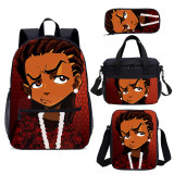 YOIYEN Wholesale Africa American Boys Backpack Set 4 PCS Cartoon Chil School Bag With Lunch Bag