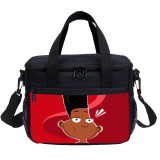 Africa American Boys Lunch Bag Anime Cartoon Kids Tote Thermal Bag For Boy And Girl