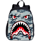 YOIYEN Camouflage Shark Print Kawaii Toddler Backpack Cartoon Style Little Baby School Bag