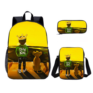 YOIYEN Wholesale 3 PCS School Bag Africa American boys Cartoon Print Boy School Backpack Set