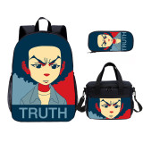 YOIYEN Africa American Boys Kids Backpack Set With Lunch Bag Cartoon Teenager Daypack 3 In 1