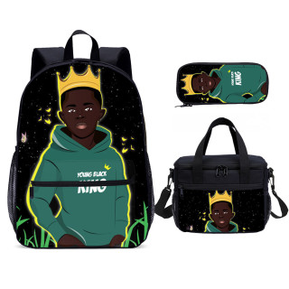 YOIYEN Africa American Boys School Bag Set Wholesale Cartoon Boy And Girl School Backpack 3 In 1