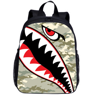 YOIYEN Camouflage Shark Print Kawaii Toddler Backpack Cartoon Style Little Baby School Bag
