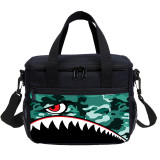 Camouflage Shark Lunch Bag Anime Cartoon Kids Tote Thermal Bag For Boy And Girl