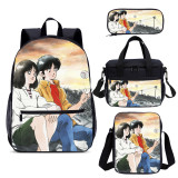 Wholesale Adachi Mitsuru Cross Game Backpack Set 4 PCS Cartoon Chil School Bag With Lunch Bag