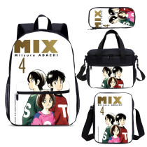 Wholesale Adachi Mitsuru Cross Game Backpack Set 4 PCS Cartoon Chil School Bag With Lunch Bag