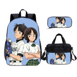 Adachi Mitsuru Cross Game Print Kids Backpack Set With Lunch Bag Casual Teenager Daypack 3 In 1