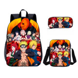 Wholesale 3 PCS School Bag Naruto Cartoon School Backpack Set Back To School Gift