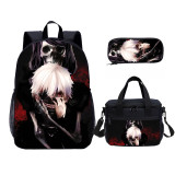 YOIYEN Tokyo Ghoul Print Kids Backpack Set With Lunch Bag Casual Teenager Daypack 3 In 1