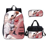 YOIYEN Slam Dunk Print Kids Backpack Set With Lunch Bag Casual Teenager Daypack 3 In 1