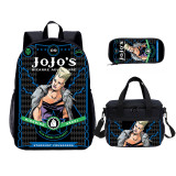 YOIYEN Jojo Bizarre Adventure Print Kids Backpack Set With Lunch Bag Casual Teenager Daypack 3 In 1