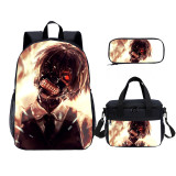YOIYEN Tokyo Ghoul Print Kids Backpack Set With Lunch Bag Casual Teenager Daypack 3 In 1