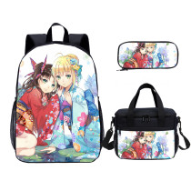YOIYEN Fate Zero Print Kids Backpack Set With Lunch Bag Casual Teenager Daypack 3 In 1