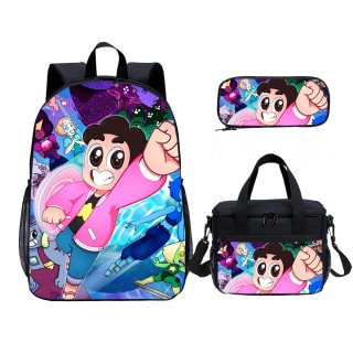 YOIYEN  Steven Universe Print Kids Backpack Set With Lunch Bag Casual Teenager Daypack 3 In 1
