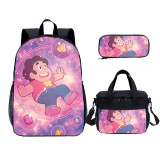YOIYEN  Steven Universe Print Kids Backpack Set With Lunch Bag Casual Teenager Daypack 3 In 1