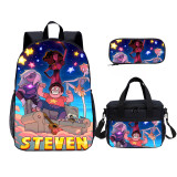 YOIYEN  Steven Universe Print Kids Backpack Set With Lunch Bag Casual Teenager Daypack 3 In 1