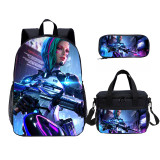 YOIYEN Free Fire Print Kids Backpack Set With Lunch Bag Casual Teenager Daypack 3 In 1