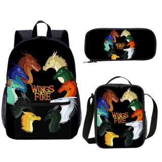 YOIYEN 3 PCS Wings Of Fire Backpack Kids Cartoon 3 in 1 School Bag Set