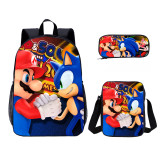 YOIYEN Wholesale 3 PCS School Bag Mario VS Sonic Cartoon School Backpack Set Back To School Gift