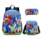 YOIYEN Wholesale 3 PCS School Bag Mario VS Sonic Cartoon School Backpack Set Back To School Gift