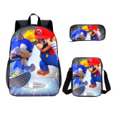 YOIYEN Wholesale 3 PCS School Bag Mario VS Sonic Cartoon School Backpack Set Back To School Gift