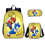 YOIYEN Wholesale 3 PCS School Bag Mario VS Sonic Cartoon School Backpack Set Back To School Gift