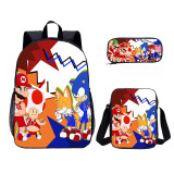 YOIYEN Wholesale 3 PCS School Bag Mario VS Sonic Cartoon School Backpack Set Back To School Gift