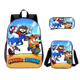 YOIYEN Wholesale 3 PCS School Bag Mario VS Sonic Cartoon School Backpack Set Back To School Gift