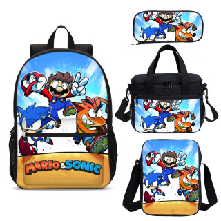 YOIYEN Wholesale Backpack Set 4 Mario Vs Sonic Child School Bag With Lunch Bag