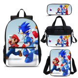 YOIYEN Wholesale Backpack Set 4 Mario Vs Sonic Child School Bag With Lunch Bag
