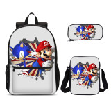 YOIYEN Wholesale Mario Vs Sonic Boys School Backppack Set School Bag With Satchel For Kids