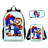 YOIYEN Wholesale Mario Vs Sonic Boys School Backppack Set School Bag With Satchel For Kids