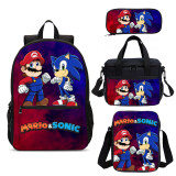 YOIYEN Wholesale Backpack Set 4 Mario Vs Sonic Child School Bag With Lunch Bag