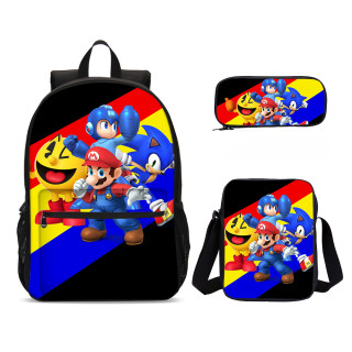 YOIYEN Wholesale Mario Vs Sonic Boys School Backppack Set School Bag With Satchel For Kids