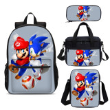 YOIYEN Wholesale Backpack Set 4 Mario Vs Sonic Child School Bag With Lunch Bag