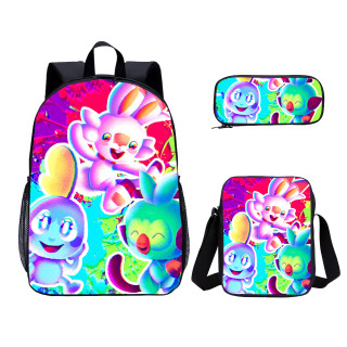 YOIYEN Wholesale 3 PCS School Bag Pokémon Sword Shield Cartoon School Backpack Set Back To School Gift