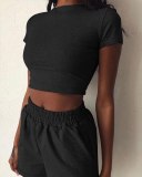 2020 Women Sexy Solid Yoga Suit Workout Sports Yoga Set Short Crop Tops + Elastic band Hot Shorts Athletic Short Sets Hot