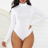 GAOKE Sexy Solid Turtleneck Body Femme Long Sleeve Tops Autumn Winter Elegant Slim Bodycon Black White Bodysuit Womens