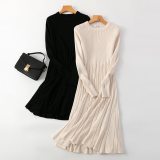 HLBCBG Chic Women Long Knit Maxi Sweater Dress Autumn Winter Knitted A Line Dress Ribbed Thick Christmas Pullover Party Dresses