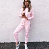 2Pcs Women Ladies Tracksuit Crop Hoodies Sweatshirt Pants Sports Running Sets Sports Wear Fitness Clothing Female Trainning Set