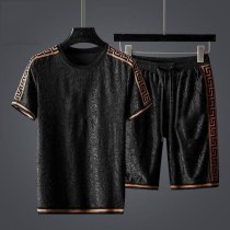 2020 summer new men's round neck short sleeve shorts sports casual suit short sleeve shorts running two-piece suit