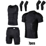 Men Sports Kneepad Elbow Shock Guard Compression Padded Shorts Shirt Vest Set Soccer Basketball Protective Gear Chest Rib Guards