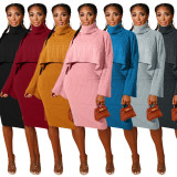 2020 Women's Foreign Trade Turtleneck Sweater Two-piece Sweater Skirt 202001166273