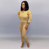 2020 Autumn Round Neck Women's Sweater Trade Casual Fashion Two Piece Suit 202002026270