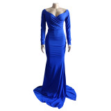 2020 Prom Nightclub Women's Dress V-neck Dress Solid Color Big Split Sexy High Waist Dress 20200122071