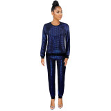 2020 Sexy Sequins Good elasticity Multi-color Long-sleeved T-shirt Straight-leg Pants Casual Suit 20200224122
