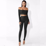 2020 Very Chic Fashion Sexy One Word Shoulder Long Sleeve Ladies Casual Two-piece Nightclub 202003175111