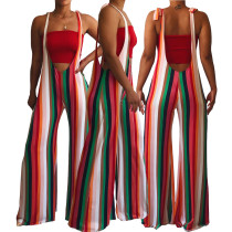 2020 Fashion Sexy Color Striped Ladies Sleeveless Bib Pants Loose Adjustable Nightclub 202003108289