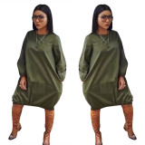 2020 Fashion Casual Sexy Women's Solid Color Big Swing Long Sleeve Pocket Short Dress Autumn 202004268023